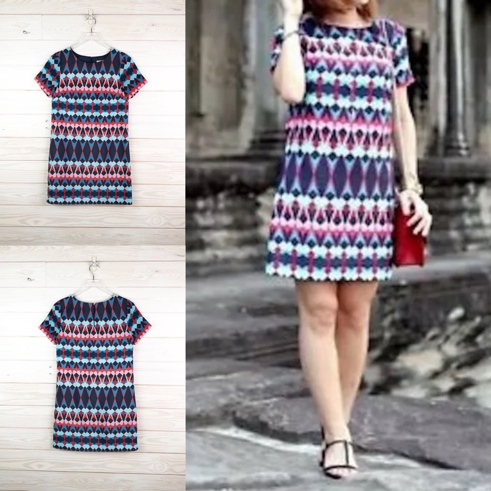 J. Crew Shift Geometric Gallery Dress Colorful 0